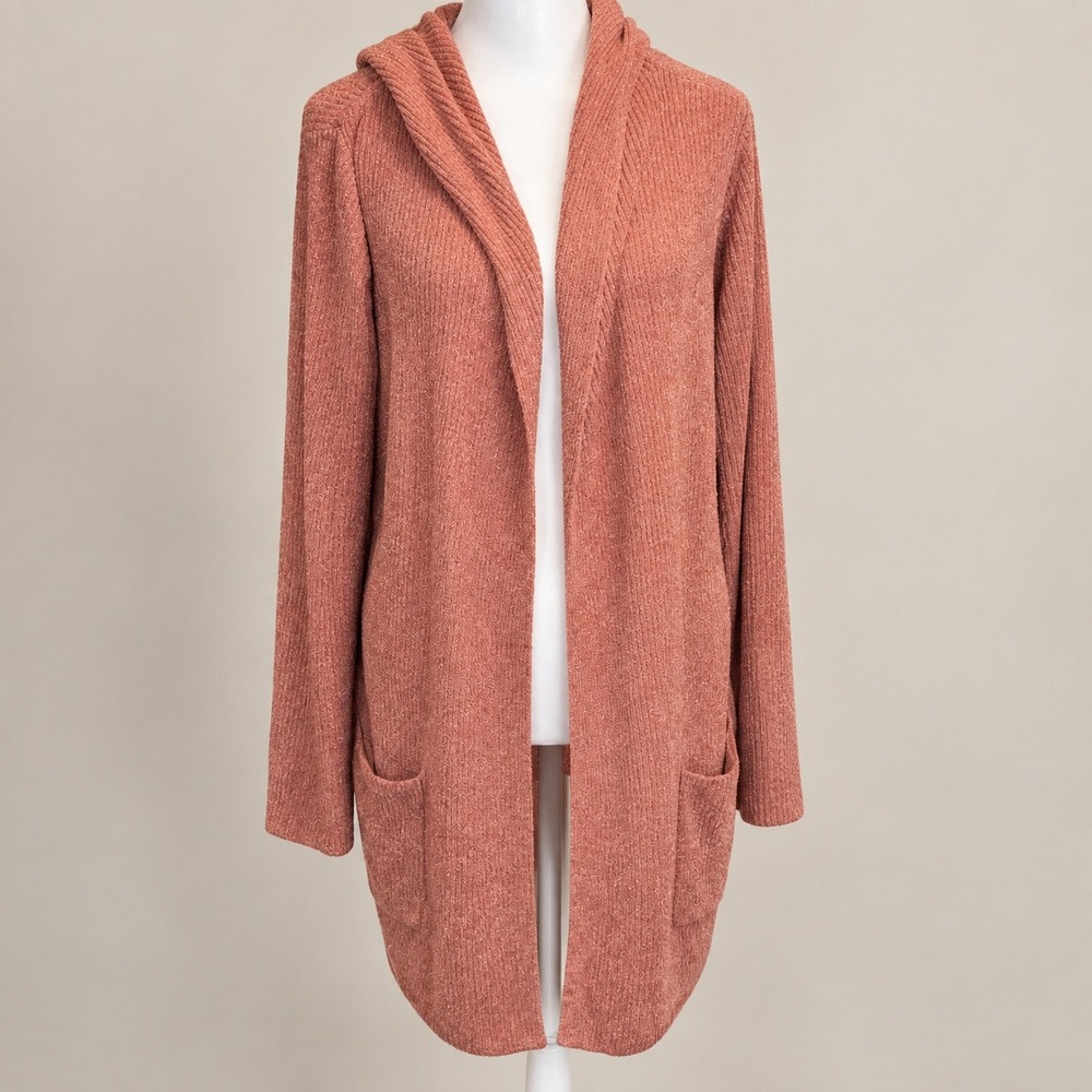 Barefoot Dreams CozyChic Ultra Lite Hooded Cardigan Rose Clay XL QVWCU1616